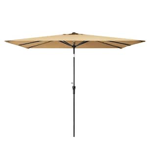 9ft. x 5ft. Rectangular Aluminum Market Crank and Tilt Patio Umbrella in Tan