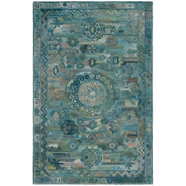 SAFAVIEH Anatolia 3 ft. x 5 ft. Aqua/Green Abstract Traditional Area Rug