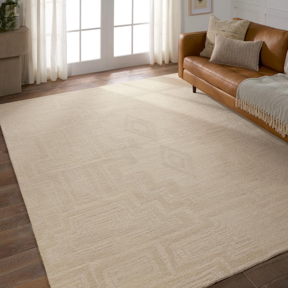 Light Gray Medallion Hand-Tufted Wool Rug - 8' x 10'