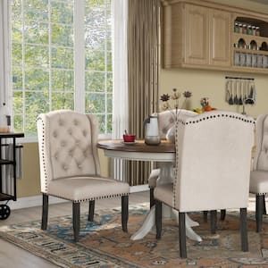 Set of 1 2 4 Scandinavian Fabric Linen Retro Dinning Chair Kitchen Oak Wood Legs 