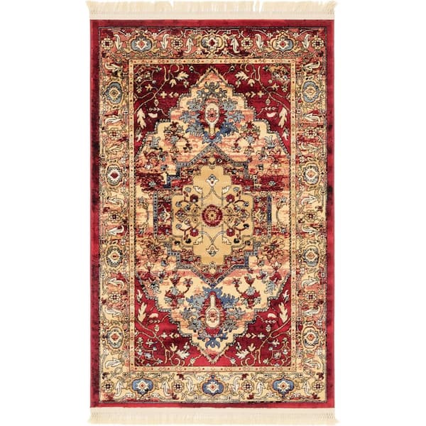 Unique Loom District Potomac Red 3 ft. 3 in. x 5 ft. 3 in. Area Rug