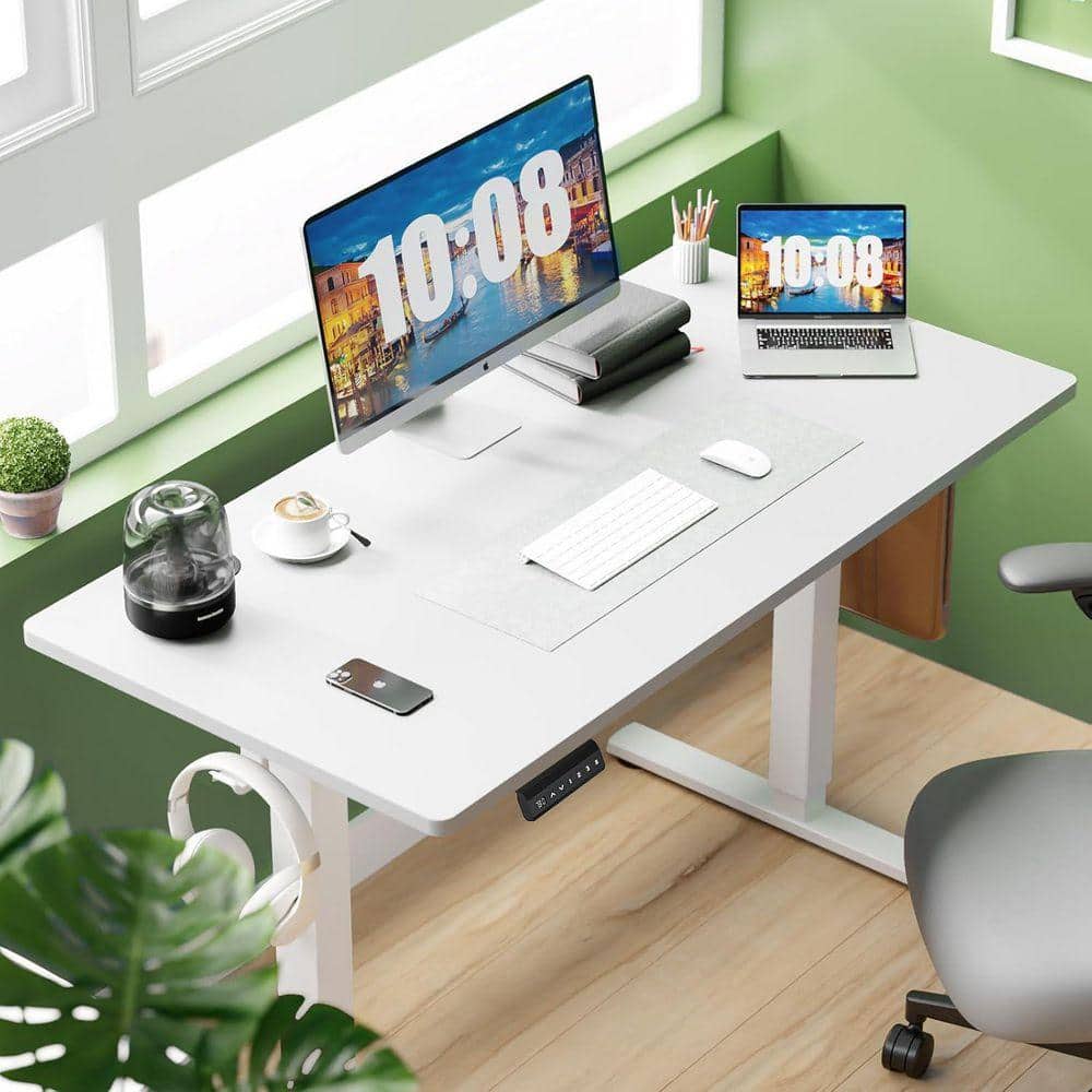 ロートアイアンデスク　ホワイト WONDER COMFORT 55 x 24 in. Electric White Adjustable Height Rising