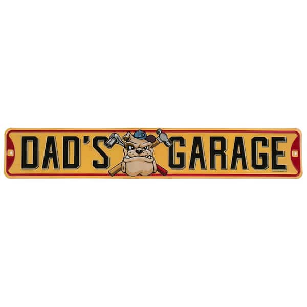 Open Road Brands Dad'S Garage Embossed Tin Street Sign 90162513-S - The  Home Depot