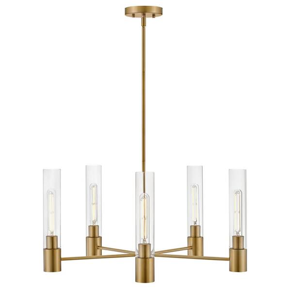 LARK - Shea 5-Light Lacquered Brass Tubed Chandelier