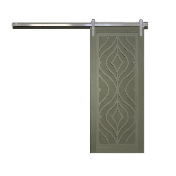 VeryCustom Zaftig Sway 42 in. x 84 in. Gauntlet Wood Sliding Barn Door with Hardware Kit in Stainless Steel