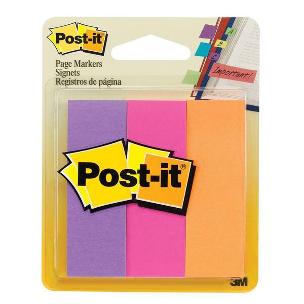 3M Post-It 1 in. x 3 in. Assorted Neon Color Page Markers (50-Sheets/Pad) (48-Packs/3-Pads)