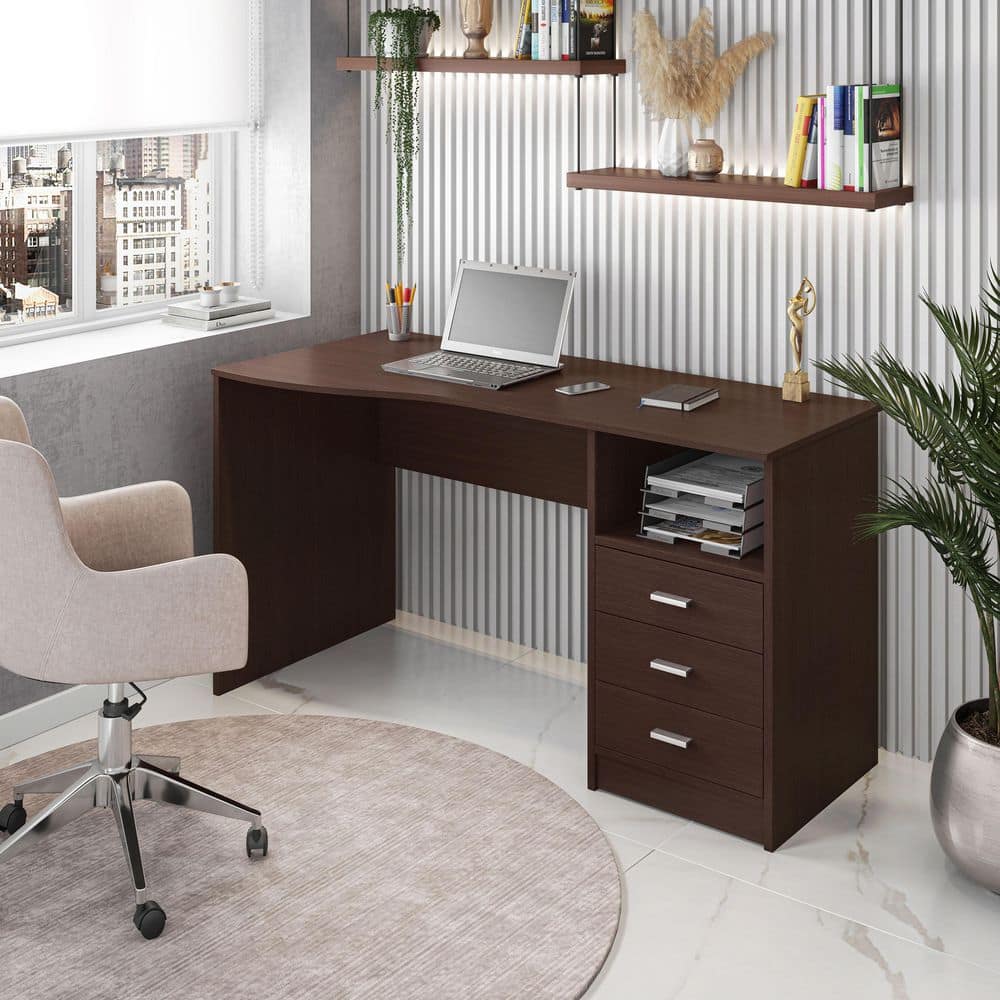 Wenge 3 Drawer Computer Desk - rated 4.3117 stars from 247 reviews