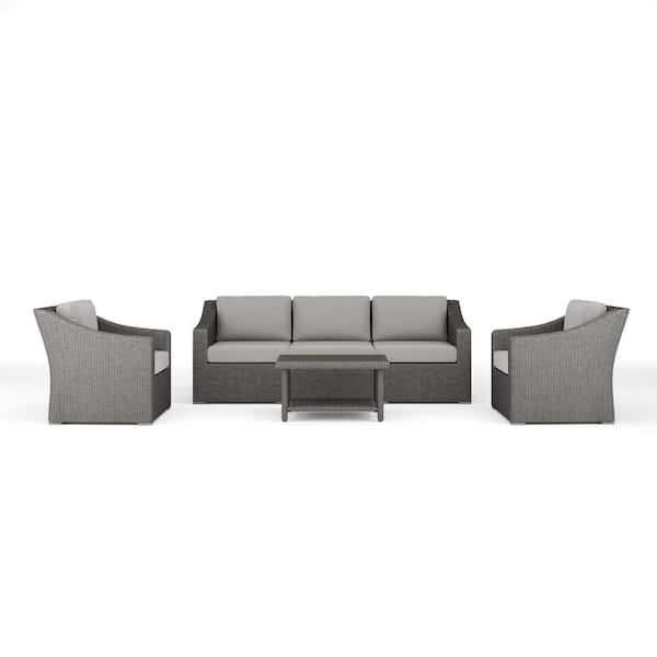 Bedford Gray 4-Piece Rattan Wicker Patio Conversation Set