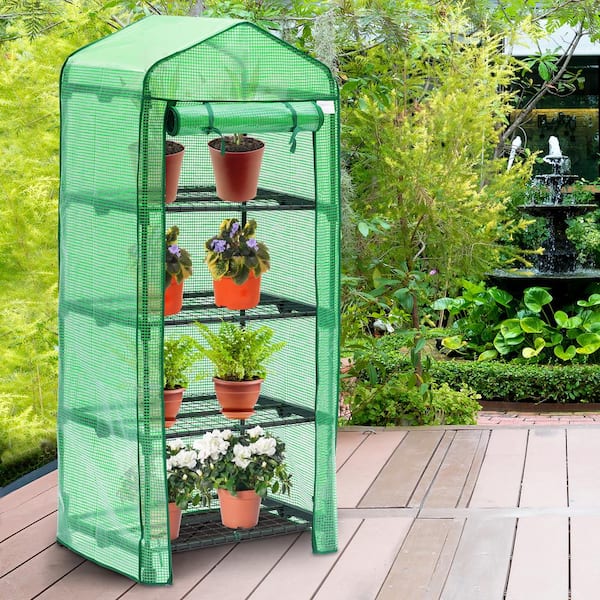 Walk in Greenhouse 8 Shelves with Cover Indoor Outdoor Growing Plants Seedlings 