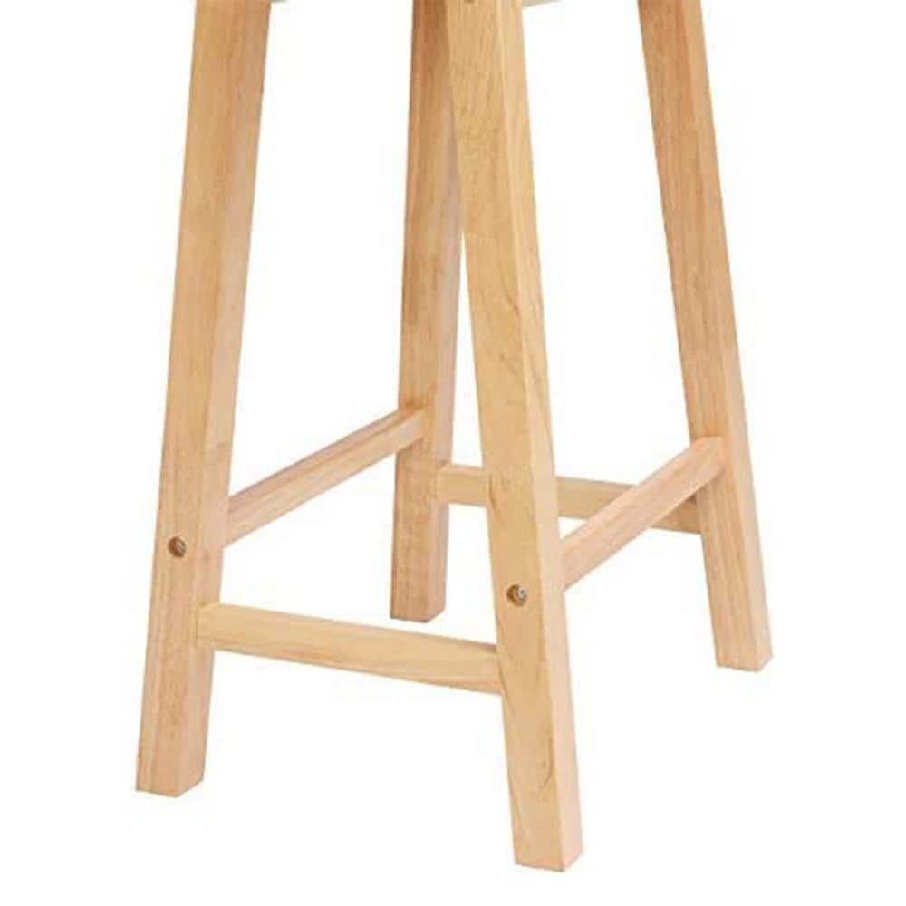 Adjustable Natural Wood Backless Saddle-Style Counter Stool