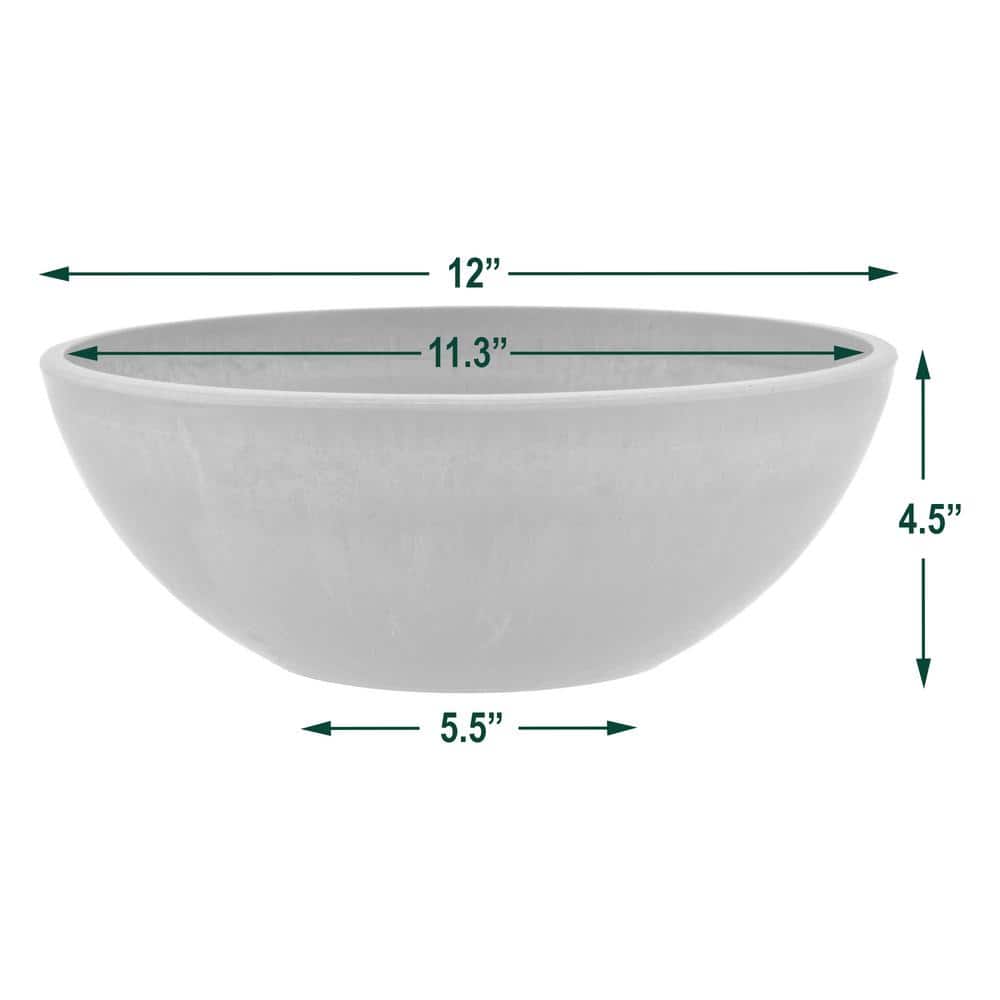 Eco-Friendly Dark Charcoal 12" Round Garden Bowl Planter