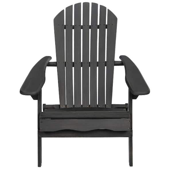 Dark Gray Wood Outdoor Adirondack Chair for Garden (1-Pack)