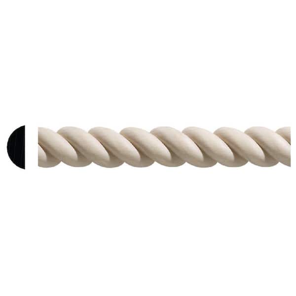 9/32 in. x 11/16 in. x 96 in. White Hardwood Rope Trim Moulding