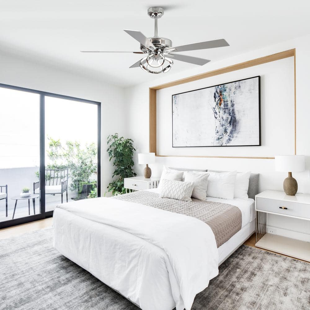 52'' Chrome Ceiling Fan with LED Light and Remote