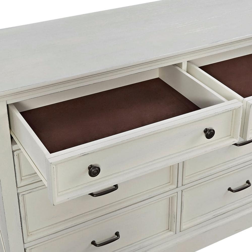 Seaside Lodge White Double Dresser with Felt Lined Drawers