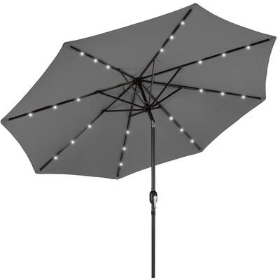 10 ft. Market Solar Tilt Patio Umbrella in Gray