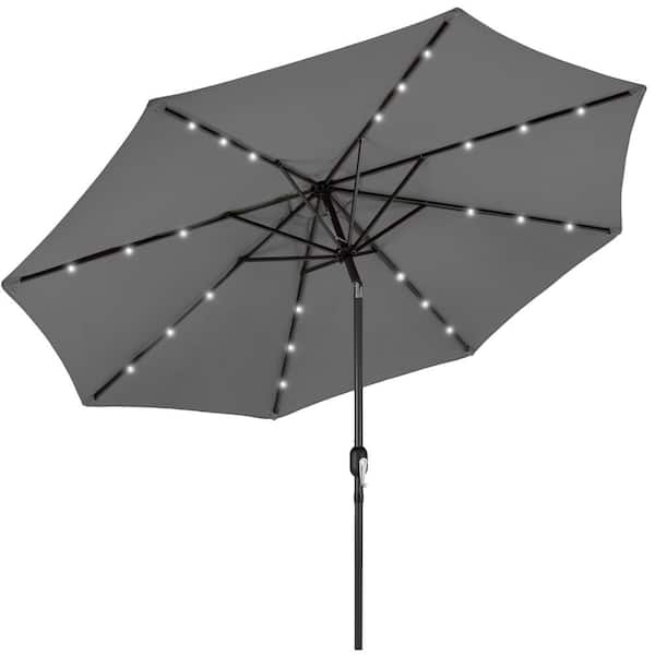 Best Choice Products 10 ft. Market Solar Tilt Patio Umbrella in Gray ...