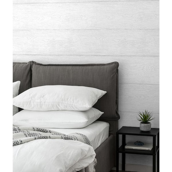 30.75 sq. ft. Pearl Grey Woodgrain Vinyl Peel and Stick Wallpaper Roll