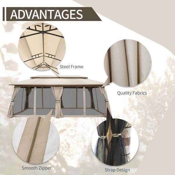 JOYSIDE 20 ft. x 10 ft. Outdoor Patio Double Vented Roof