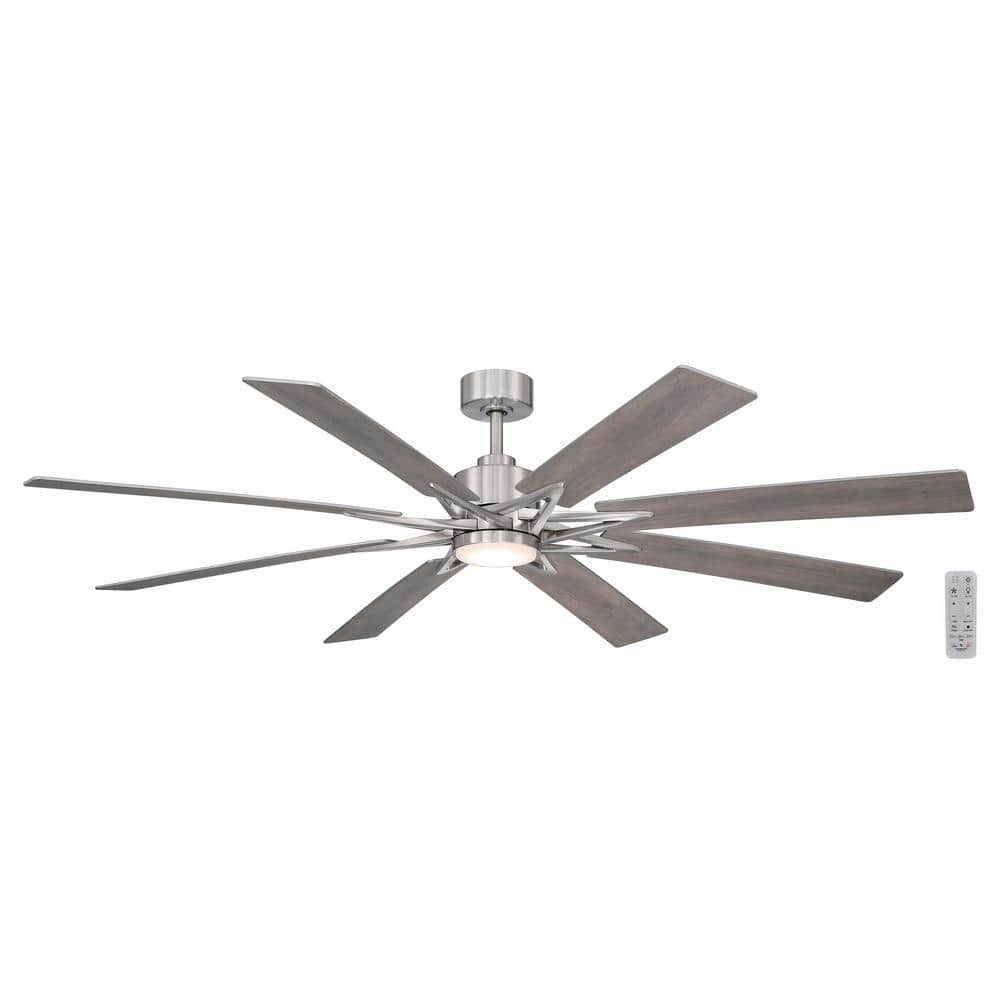 Home Decorators Collection Intervale 72 in. Indoor/Outdoor Brushed Nickel  Windmill Ceiling Fan with Adjustable White LED with Remote Included  N609A-BN ...