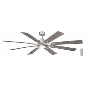 Intervale 72 in. Indoor/Outdoor Brushed Nickel Windmill Ceiling Fan with Adjustable White LED with Remote Included