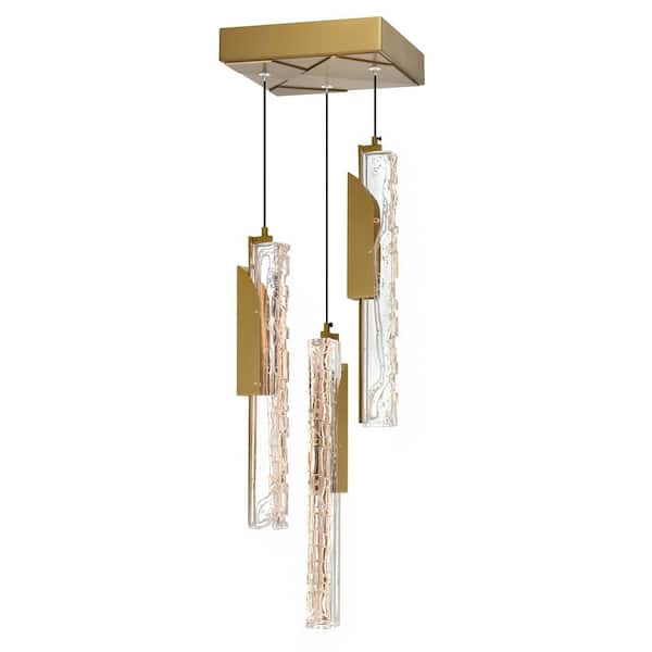 Valira Integrated LED 8 in. 3-Light Brass Mini Pendant