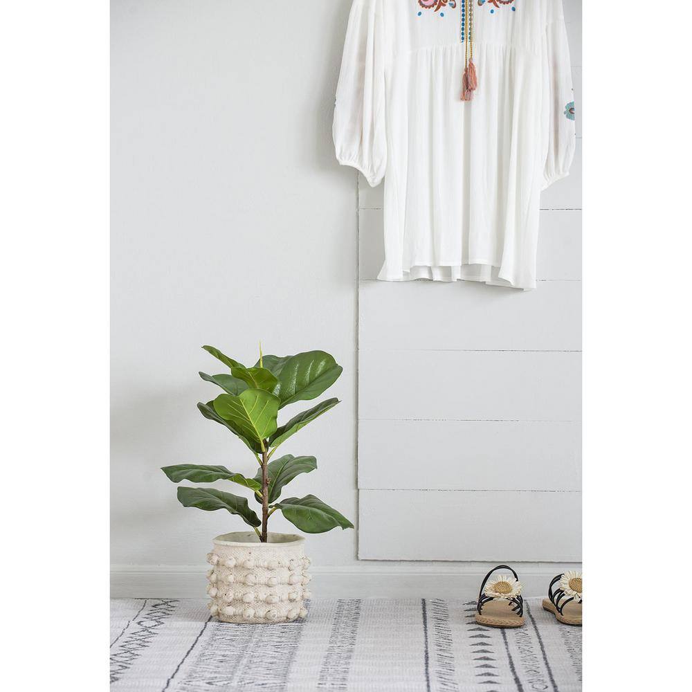 Tall Artificial Fiddle-Leaf Fig Tree in Woven Basket Set