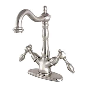 Tudor Double Handle Vessel Sink Faucet in Brushed Nickel