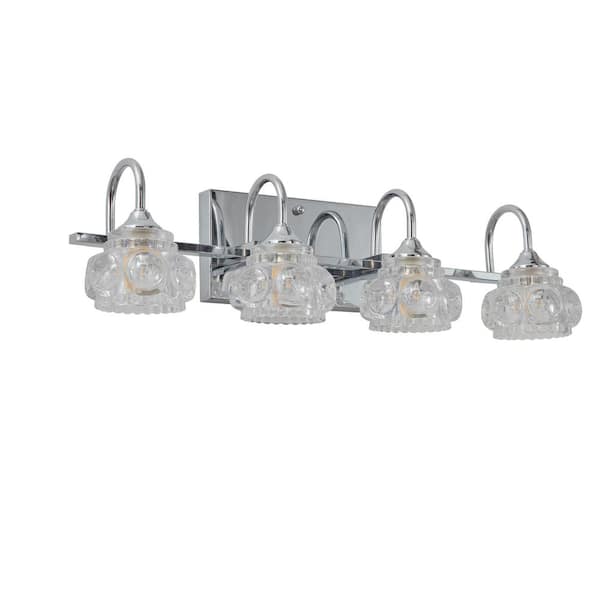 Sunpez 22.8 in. W 4-Light Bathroom Vanity Light Wall Mounted Lighting Over Mirror, Brushed Nickel, G9 Base, No Bulbs Included