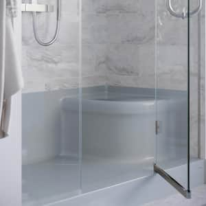 Aquatique 60 in. L x 32 in. W Single Alcove Shower Base Pan with Left Hand Drain and Integral Right Hand Seat in Gray