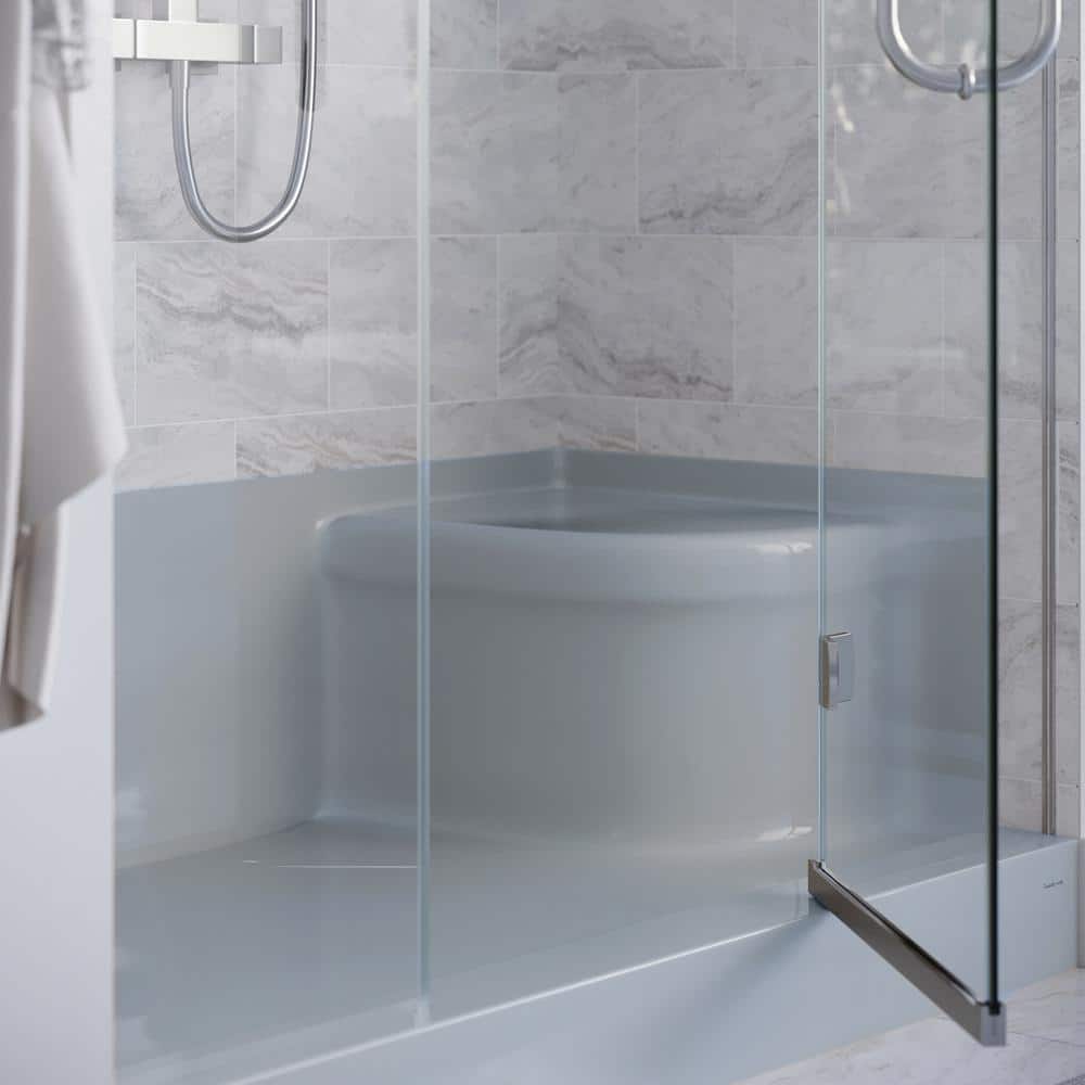 Aquatique 60" x 32" Gray Acrylic Shower Base with Seat