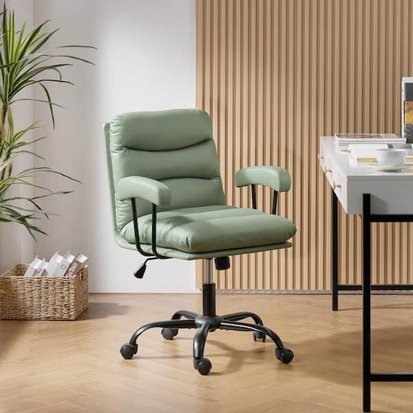JAYDEN CREATION Augustus Modern Faux Leather Ergonomic Swivel Office Chair in Green with Height Adjustment
