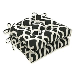 17.5 in. x 17 in. Outdoor Dining Chair Cushion in Black/White (Set of 2)