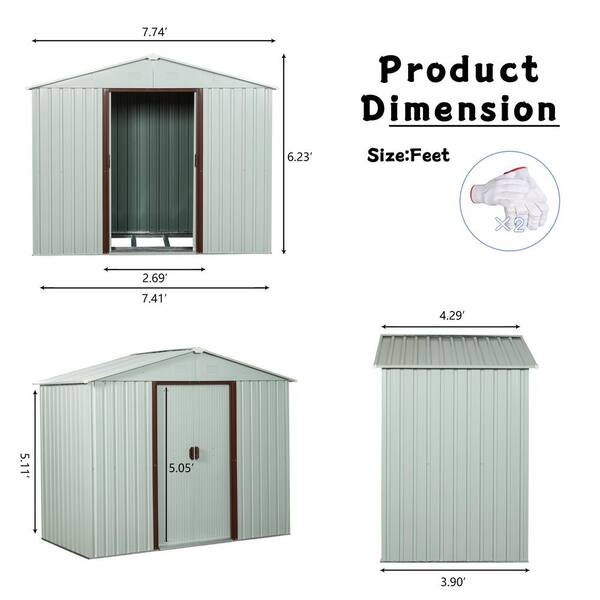 Hot Seller 8 ft. x 4 ft. Outdoor Metal Storage Shed for