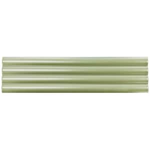 Flute Ceramic 3 in. x 12 in. x 10mm Subway Wall Tile - Green Sample (1 Piece)