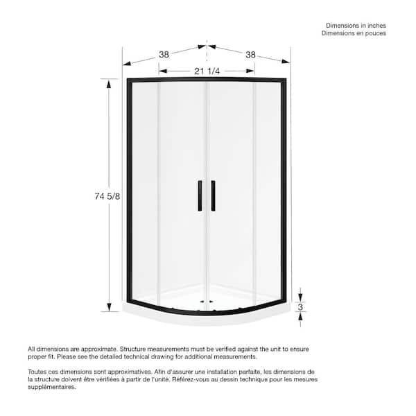 MAAX Sakura 38 in. x 38 in. x 74.62 in. Center Drain Corner Shower