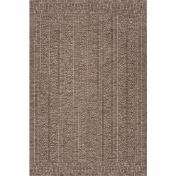 Anessae Contemporary Brown 5 ft. x 8 ft. Outdoor Area Rug