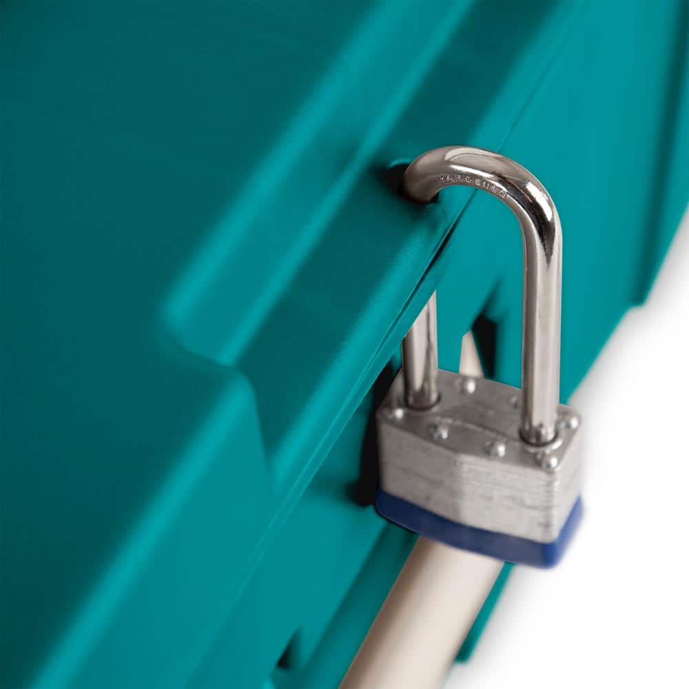 Teal Plastic Wheeled Footlocker Storage Container, 2 Pack, 16 Gallon