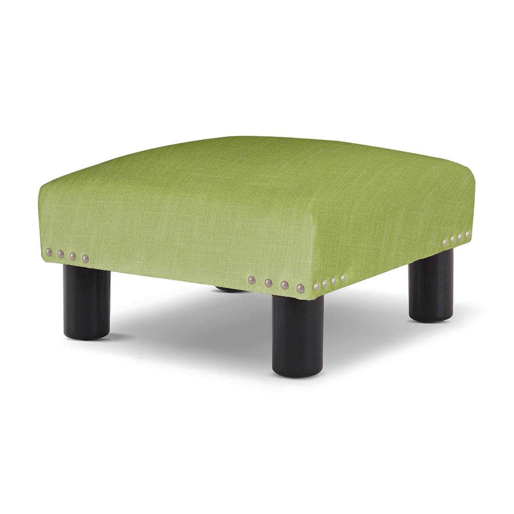 Jennifer Taylor Jules 16 In Bright Chartreuse Linen Cotton Blend Square Accent Footstool