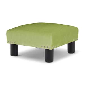 Jules 16 in. Bright Chartreuse Linen Cotton Blend Square Accent Footstool Ottoman