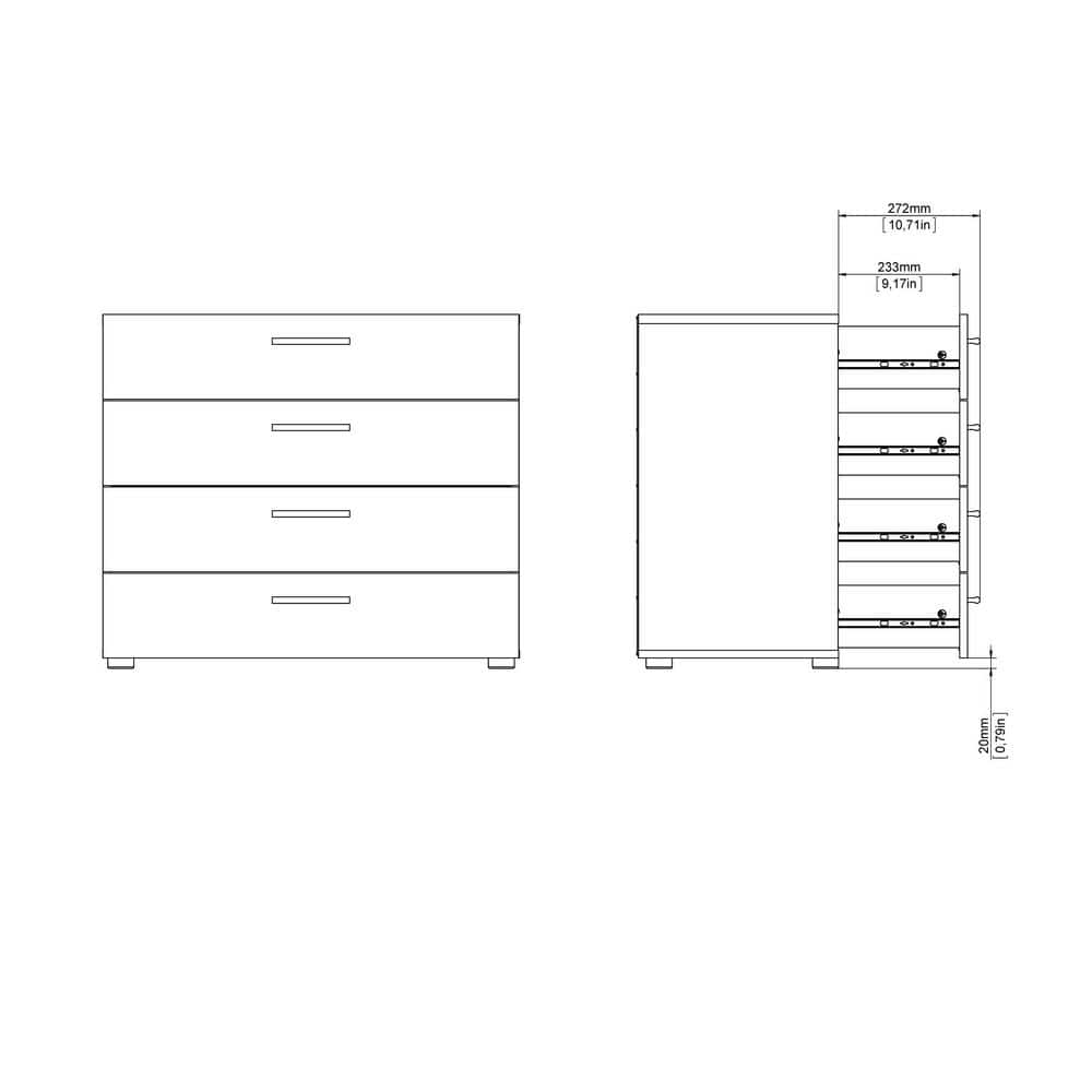 Austin 4-Drawer Sleek White Dresser with Metal Hardware