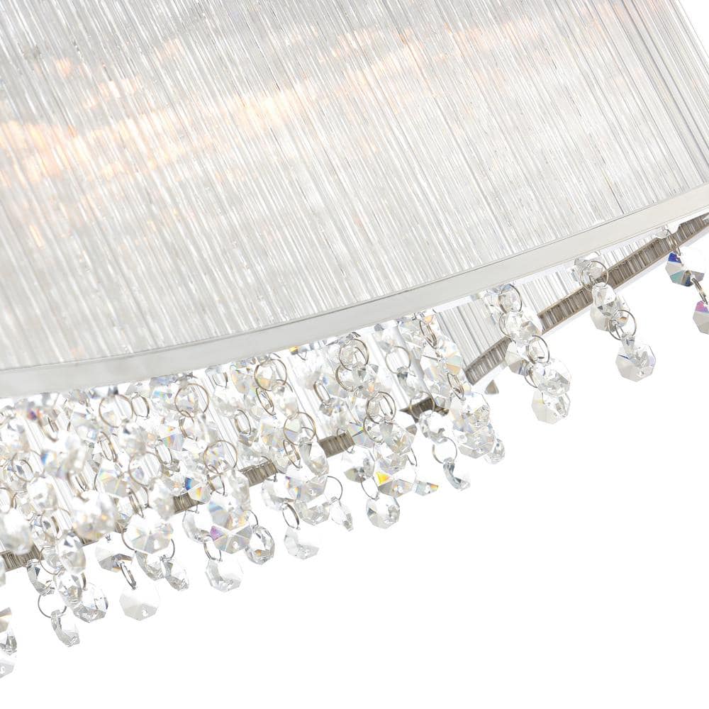 Elsa 6-Light Chrome Drum Shade Crystal Beaded Chandelier