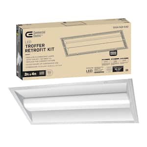 2 ft. x 4 ft. 100-Watt Equivalent Integrated LED White Troffer Light Kit Retrofit 5500 Lumens 4000K Bright White