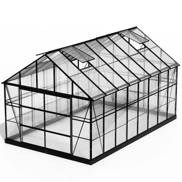 10 ft. x 16 ft. Outdoor Polycarbonate Greenhouse with Aluminum Frame and Roof Ventilation