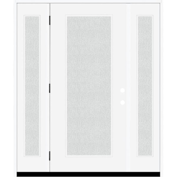 Steves & Sons Legacy 64 in. x 80 in. Full Lite Rain Glass RHOS Primed White Finish Fiberglass Prehung Front Door with Dbl 12 in. SL
