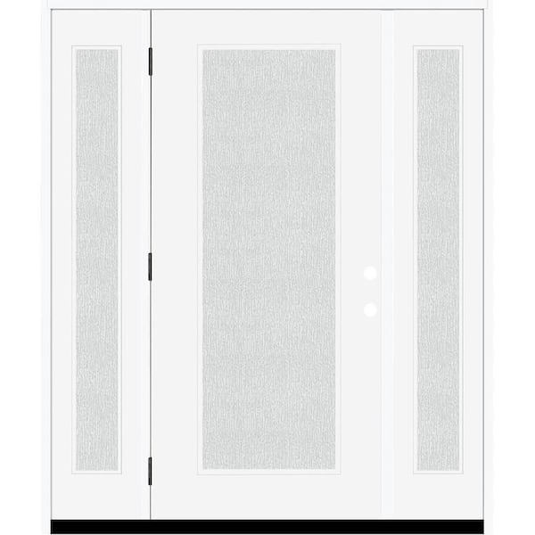 Steves & Sons Legacy 68 in. x 80 in. Full Lite Rain Glass RHOS White Primed Fiberglass Prehung Front Door with Dbl 14 in. SL