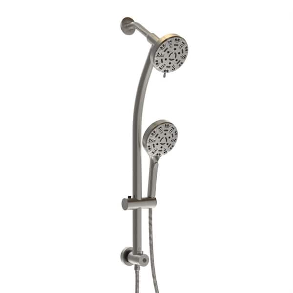 LORDEAR 8-Spray Patterns with 1.8 GPM 4.7 in. Wall Mount Dual Shower Heads in Brushed Nickel