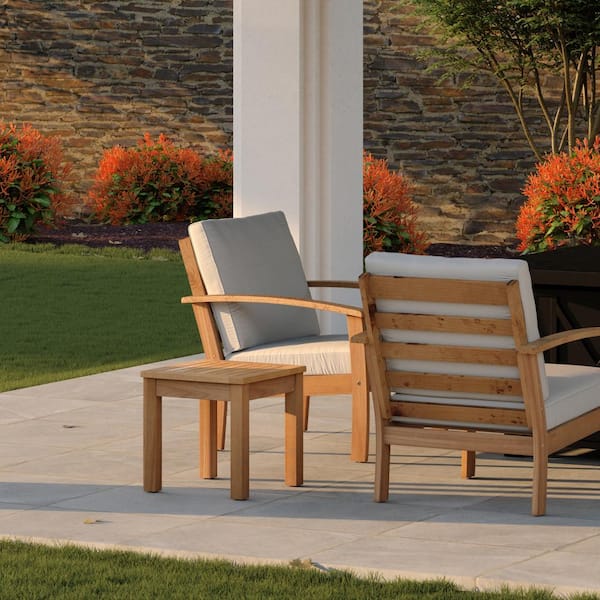 Lio Oslo Natural Stain Square Solid Wood Outdoor Side Table