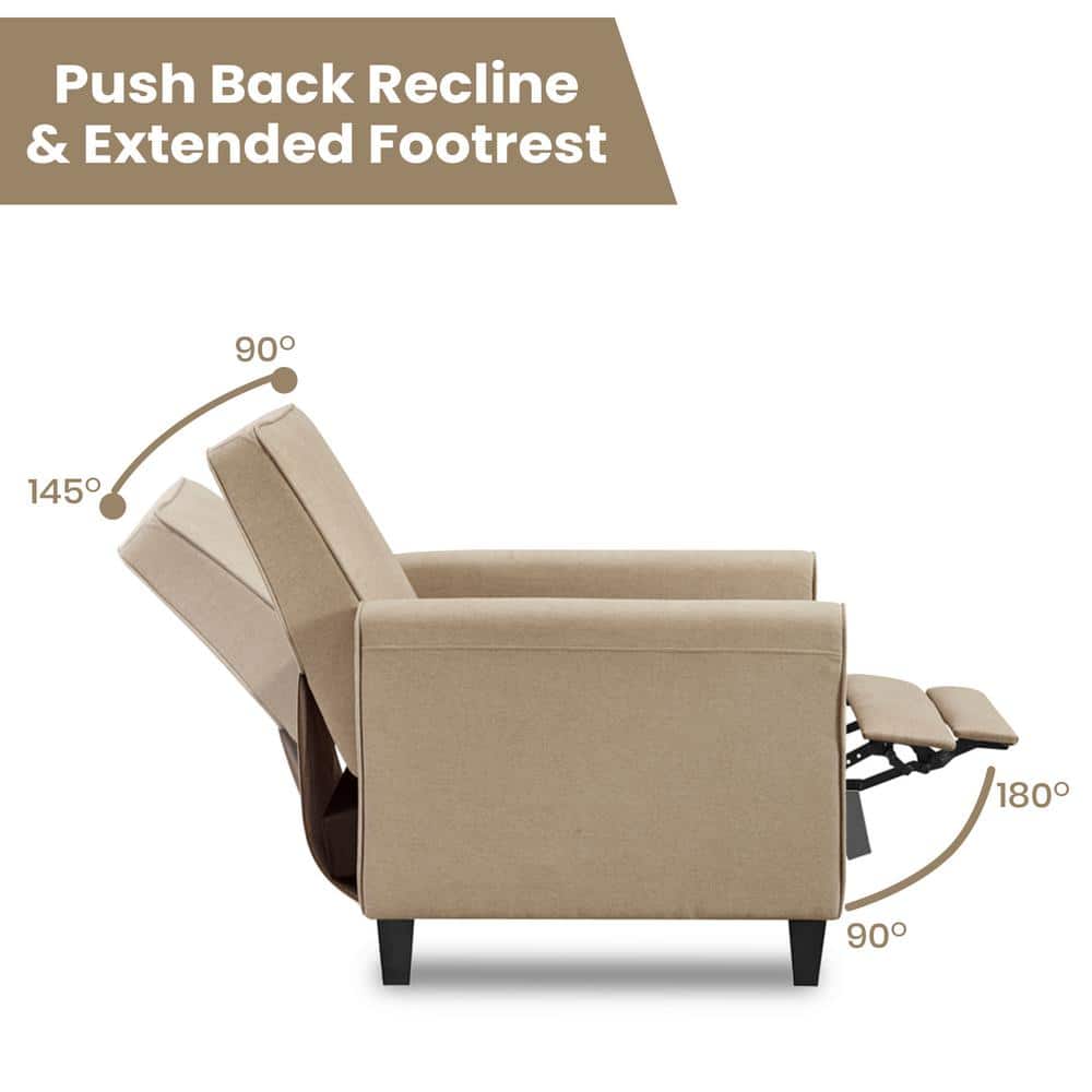 Mocha Ergonomic Microfiber Recliner with Wood Frame