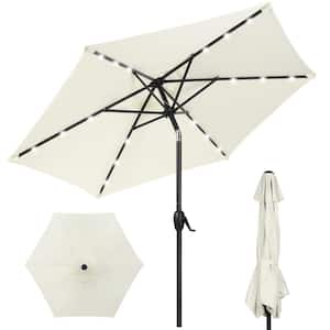 7.5 ft. Outdoor Market Solar Tilt Patio Umbrella w/LED Lights in Ivory